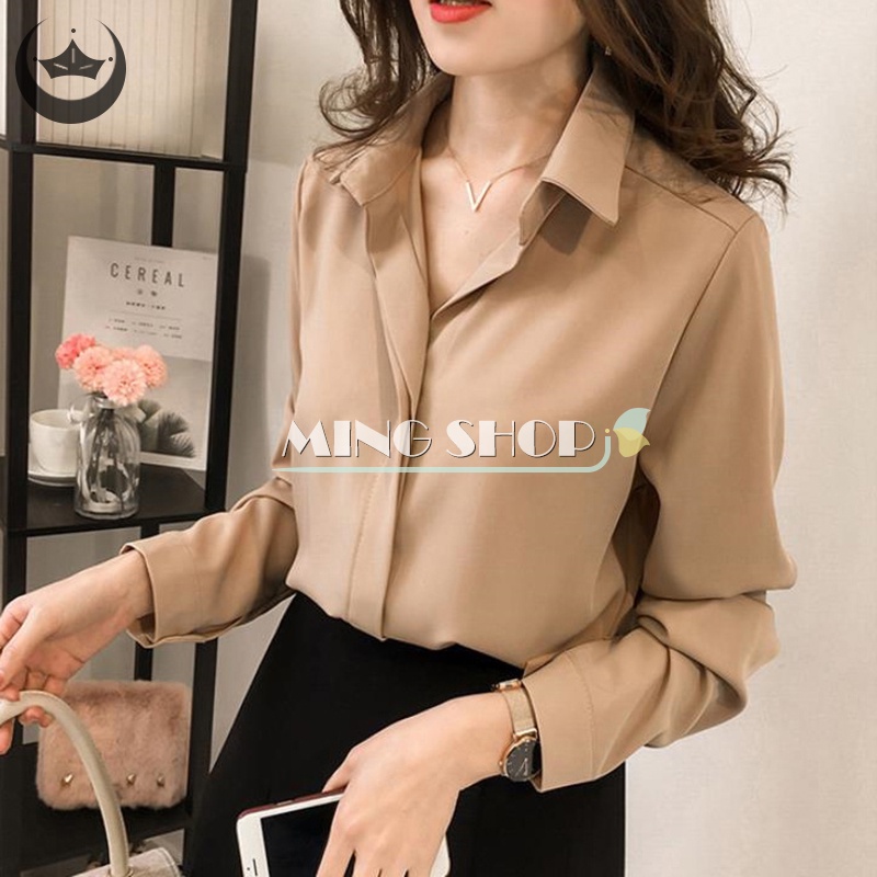 Áo Sơ Mi Chiffon Dài Tay Thời Trang Công Sở Cho Nữ