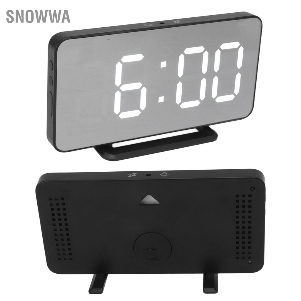 Snowwa Đồng Hồ Báo Thức Kỹ Thuật Số 3 Có Thể Điều Chỉnh Độ Sáng Gương LED Điện Tử Lại 12/24H Cho Phòng Ngủ Gia Đình Văn
