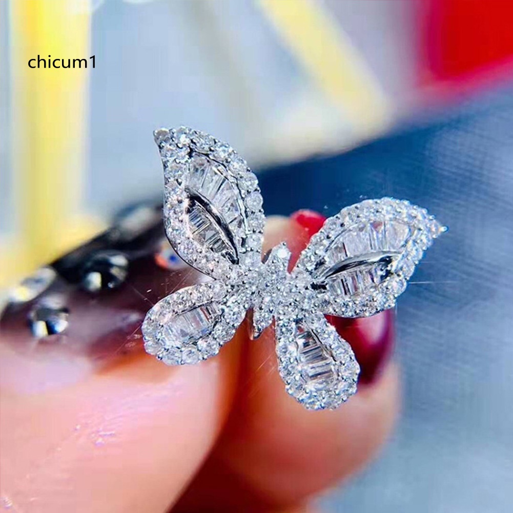Nhẫn Hợp Kim Hình Bướm Đính Đá Zircon Phong Cách Vintage Cho Nữ