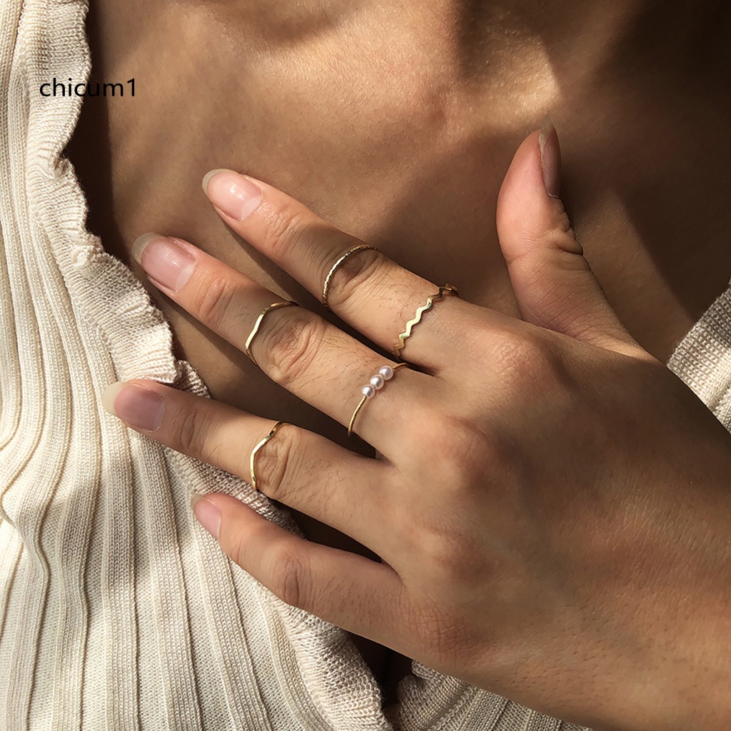Set 5 Nhẫn Đeo Khớp Ngón Tay Thời Trang Cho Nữ