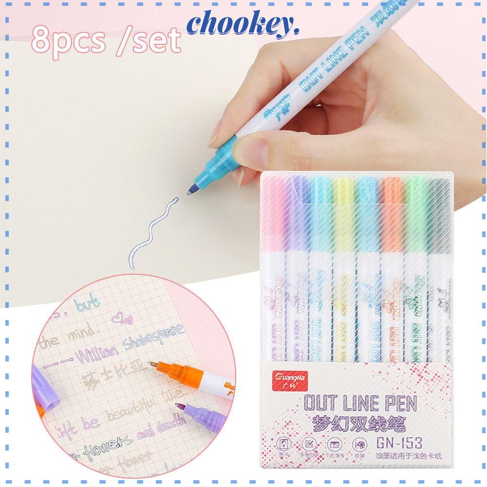 CHOOKEY Set 8 Bút Đánh Dấu Hai Đầu 8 Màu