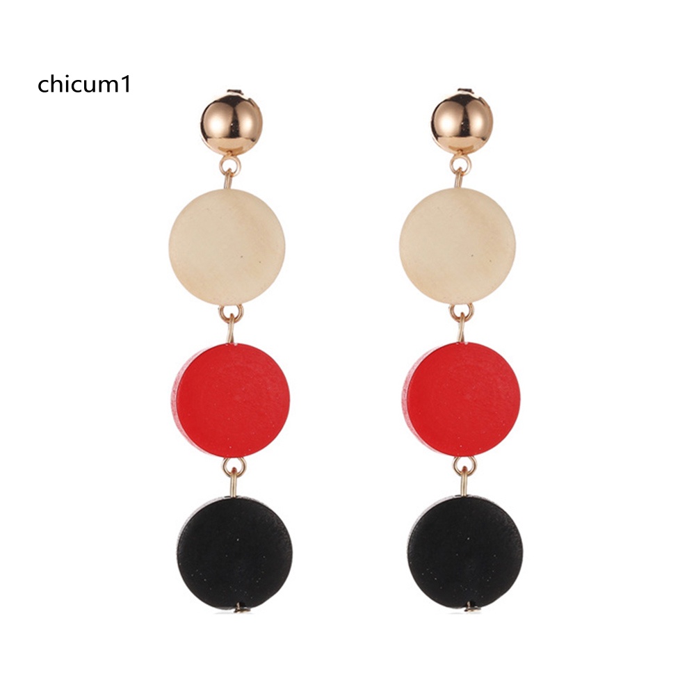 Khuyên Tai Gỗ Tròn Dáng Dài Thời Trang Cho Nữ