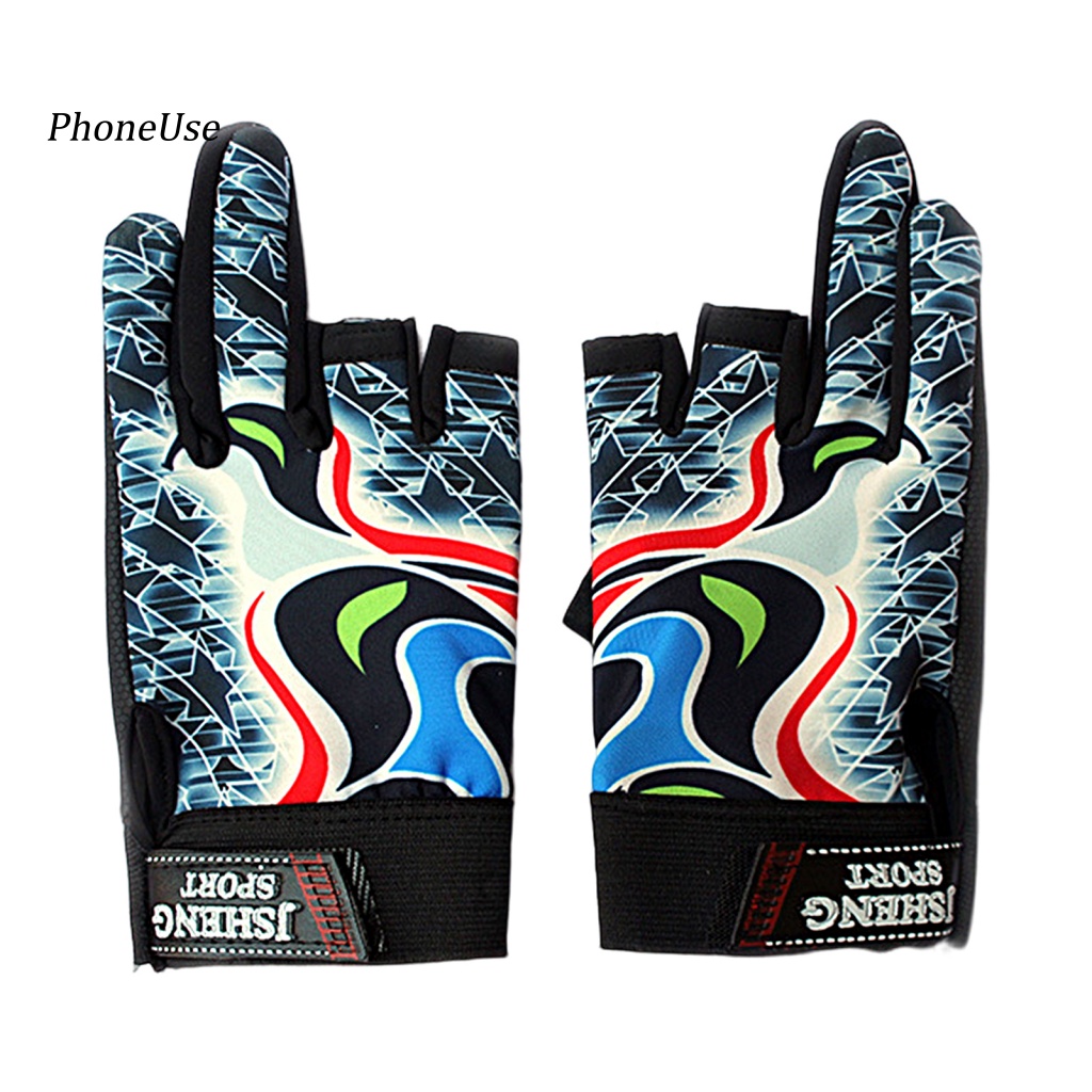 1 Cặp Găng Tay Da PU 3 Ngón Chống Trượt Có Thể Điều Chỉnh Dùng Khi Đi Câu Cá / Leo Núi / Săn Bắn