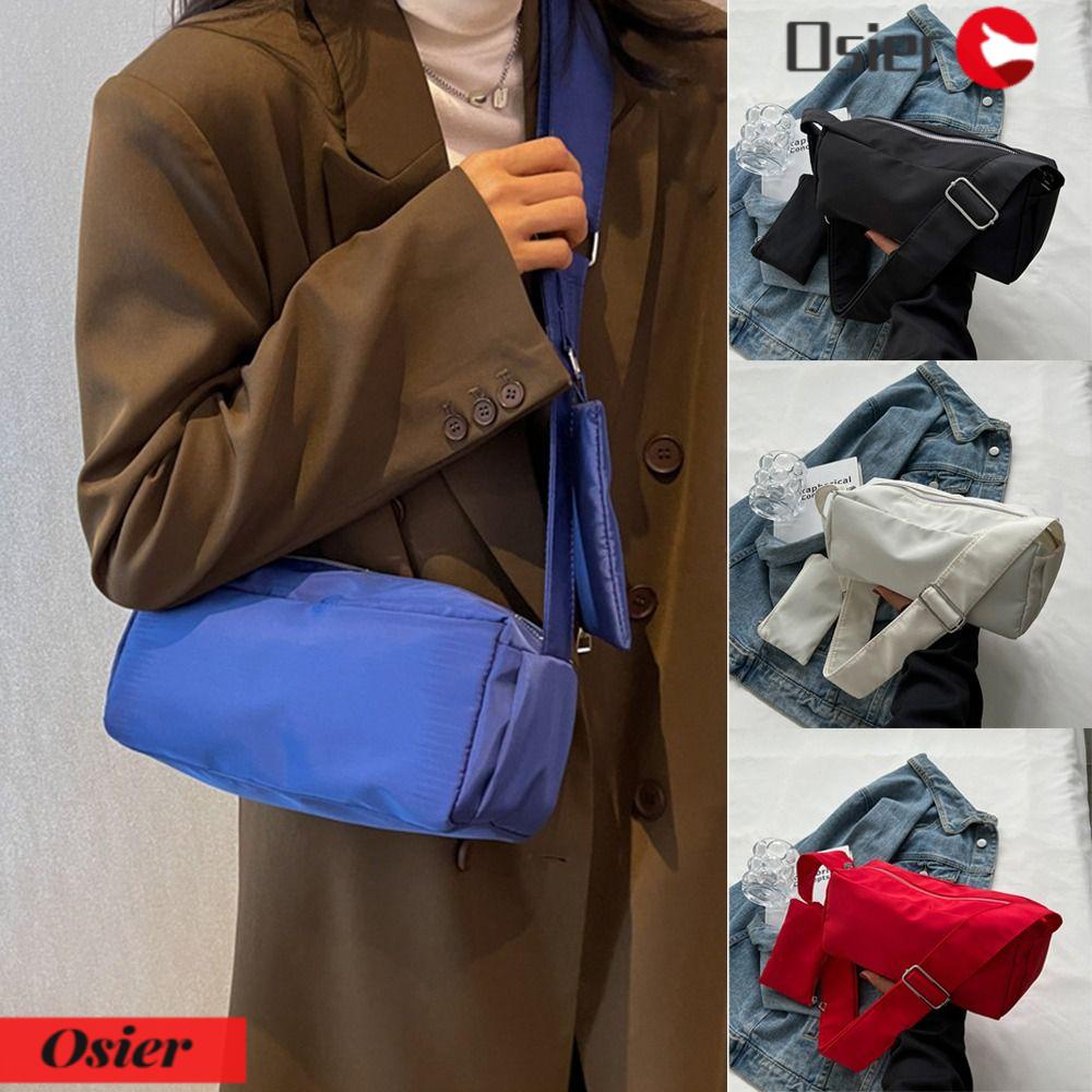 OSIER1 Túi Đeo Chéo Bằng Nylon Sức Chứa Lớn Màu Trơn Thời Trang Cho Nam Và Nữ