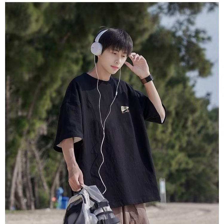 Áo Thun Tay Ngắn Dáng Rộng Chất Liệu Cotton Lụa Lạnh Thời Trang Mùa Hè Cho Nam 240g