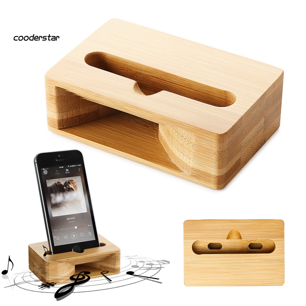Giá Đỡ Điện Thoại Bằng Gỗ Tre Kèm Bộ Khuếch Đại Âm Thanh Tiện Dụng Cho Android iPhone