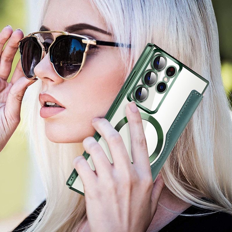 Bao Da Điện Thoại PU Nắp Gập Tích Hợp Giá Đỡ Và Ngăn Đựng Thẻ Cho Samsung Galaxy S23 S22 Ultra Plus