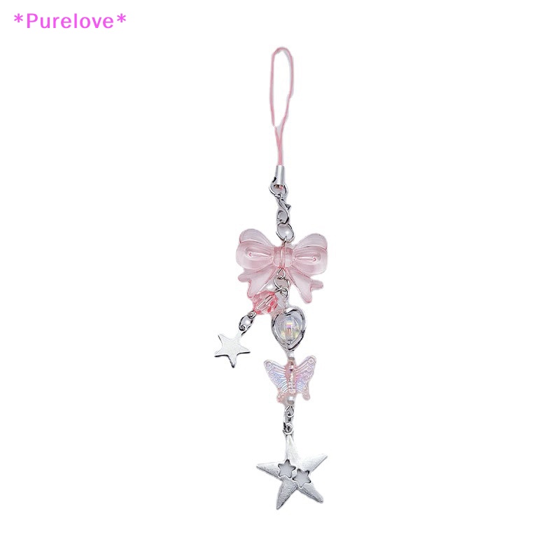 Dây Móc Điện Thoại Hình Nơ Ngôi Sao Năm Cánh Màu Hồng Xinh Xắn Thời Trang Mùa Hè Cho Nữ Mới