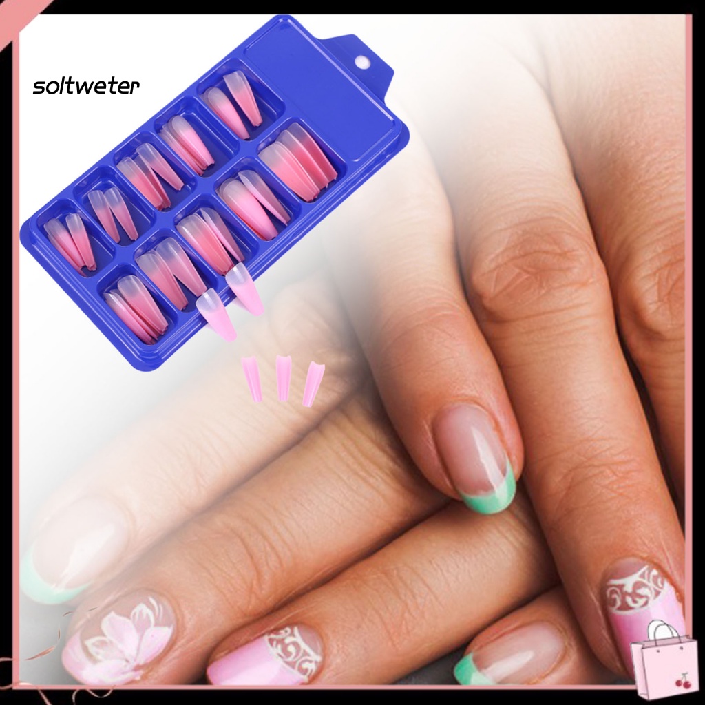 Hộp 50 Miếng Dán Móng Tay Dài Bằng ABS Chống Mòn Cho Nữ