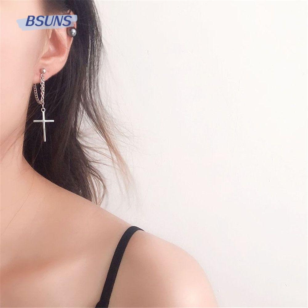 BSUNS Khuyên Tai Chuỗi Xích Chéo Siêu Ngầu Không Xỏ Lỗ