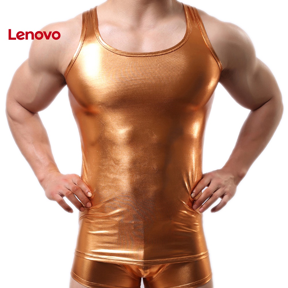 Áo Ba Lỗ Tập Gym Giả Da Họa Tiết Hoa Hướng Dương Màu Trơn Gợi Cảm Cho Nam