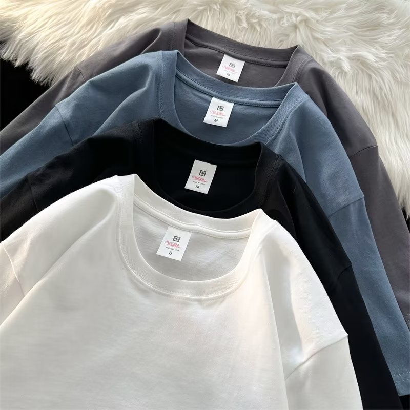 Áo Thun Tay Ngắn Màu Sắc Đơn Giản Phong Cách Đường Phố Cho Nam