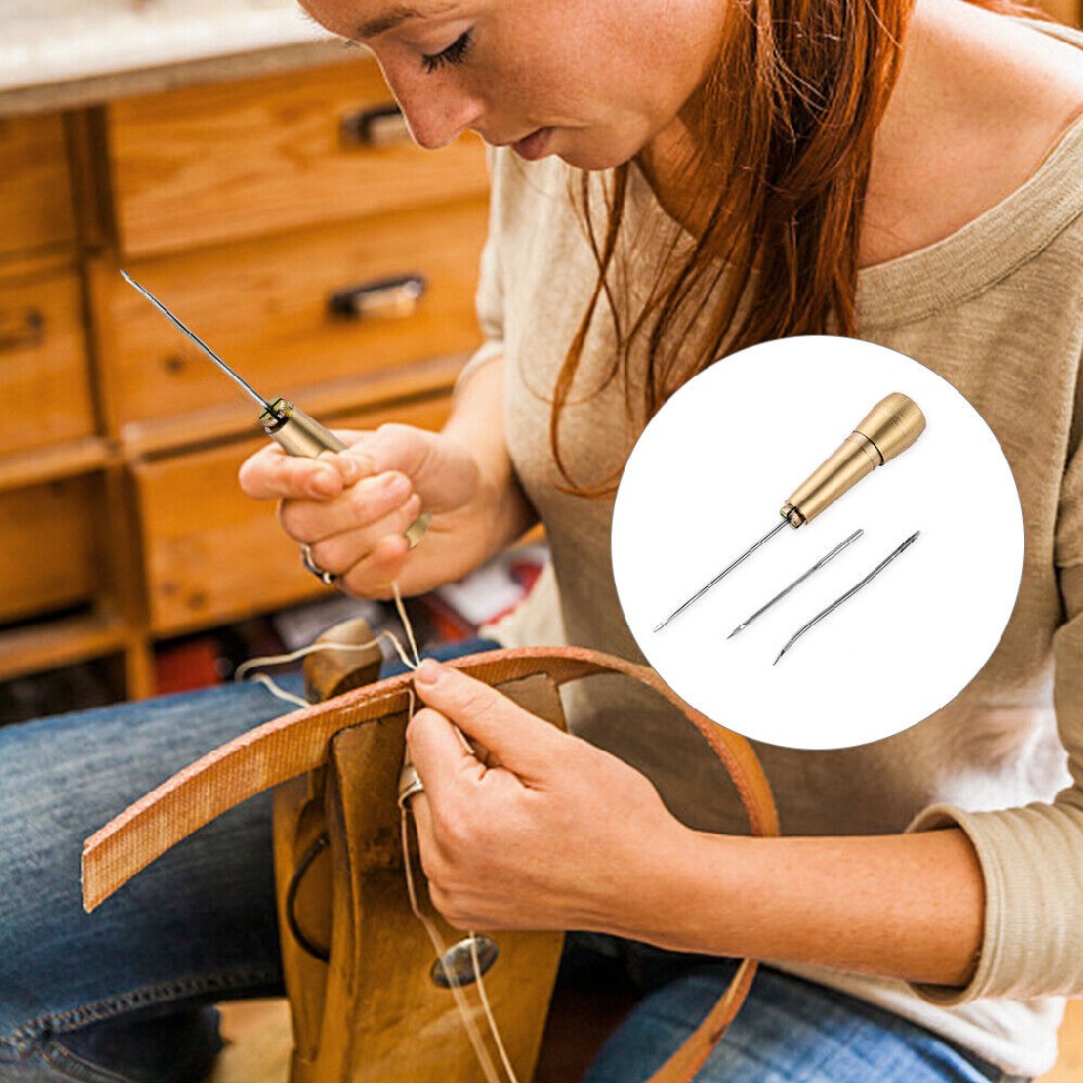 Canvas Leather Tent Sewing Awl Hand Stitcher Craft Needle Kit Shoestring DIY