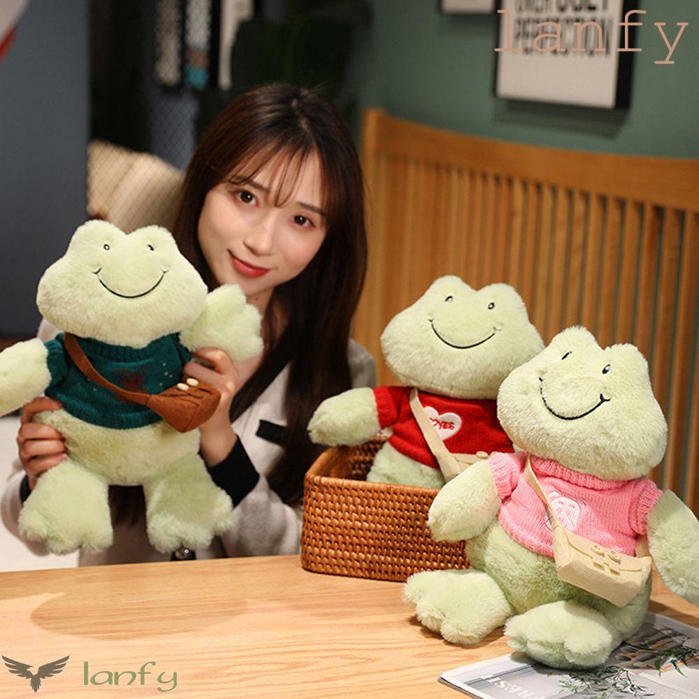 LANFY Đồ chơi nhồi bông Hình Chú Ếch Mặc Quần Áo Dễ Thương