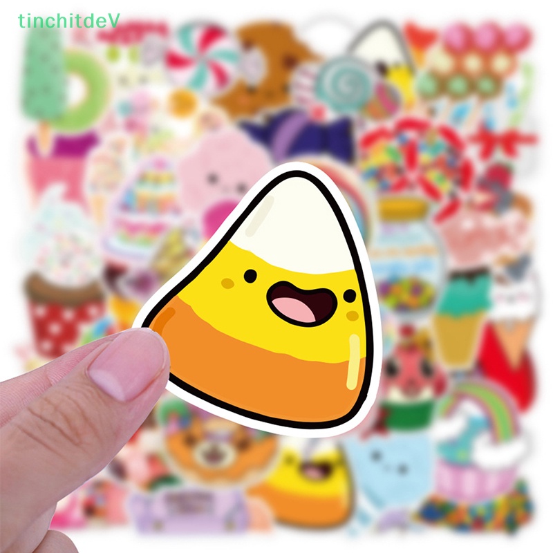 [TinchitdeV] Set 50 Miếng Dán Nhiều Màu Sắc Thực Phẩm / Kẹo / Va Li Du Lịch / Guitar / Guitar