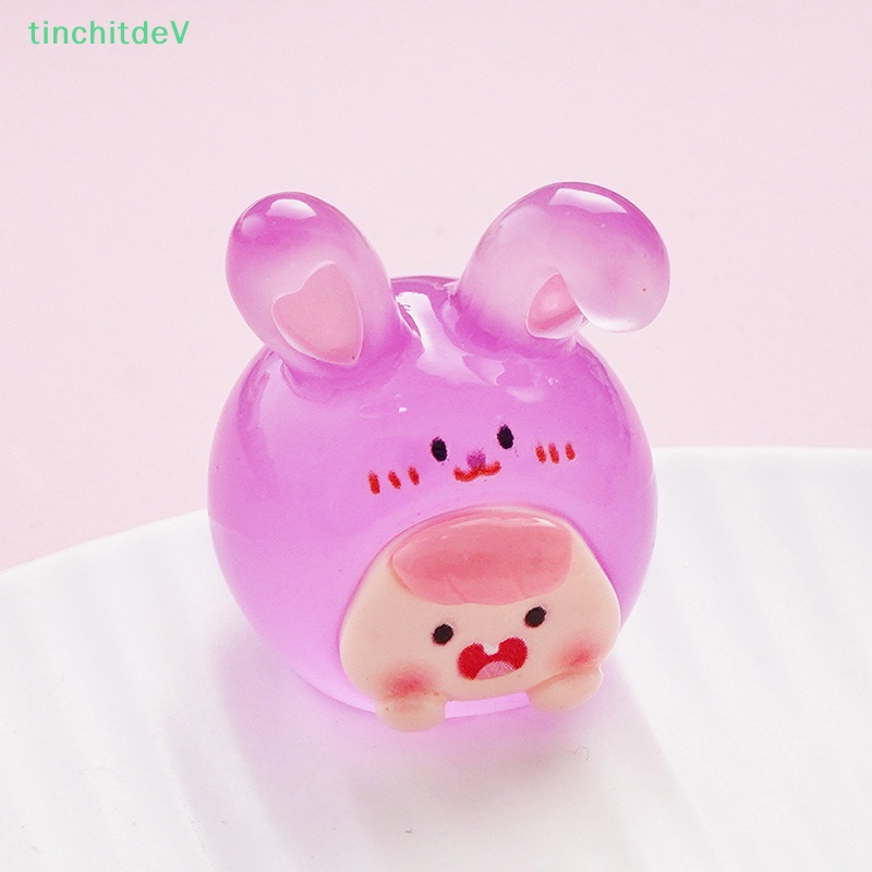 Bộ 2 Đồ trang trí Thỏ Mini Bằng Nhựa Phát Quang Trang Trí Tiểu Cảnh