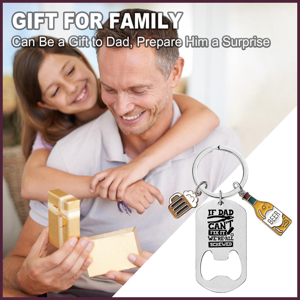 Dụng Cụ Mở Nắp Chai Bằng Thép Không Gỉ Có Móc Khóa Khắc Chữ Dad on Christmas