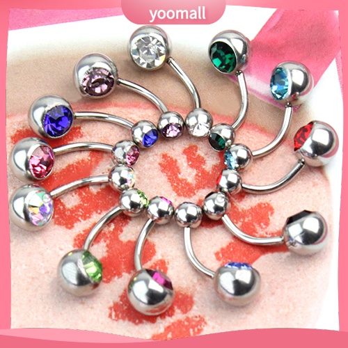 Bộ 12 Khuyên Rốn Thép 316L Đính Đá Nhân Tạo Thời Trang