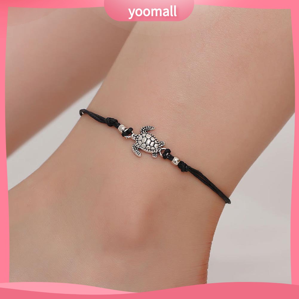 Lắc Chân Bện Dây Thủ Công Mặt Hình Rùa Phong Cách Vintage Cho Nữ