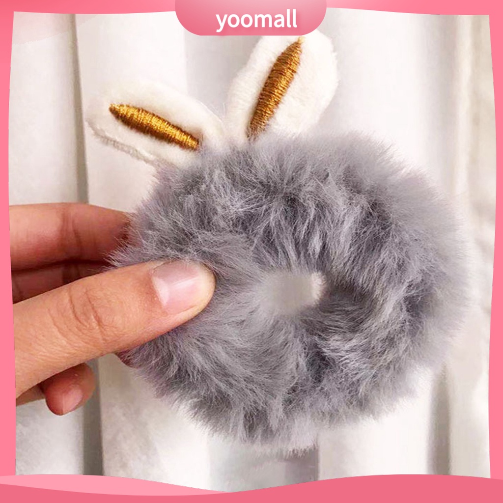 [YM] Dây Buộc Tóc Co Giãn Tốt Đính Tai Thỏ Hoạt Hình Bằng Lông Thỏ Giả Thoải Mái Độ Co Giãn Cao Trang Trí Sức Khỏe Hàng Ngày Cuộc Sống Hàng Ngày