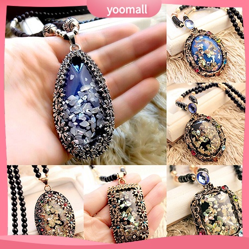 Vòng cổ Mặt Hình Vỏ Sò Đính Đá Opal Nhân Tạo Nhiều Màu