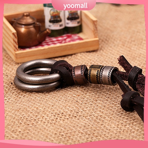 Vòng cổ Giả Da Hai Lớp Mặt Tròn Phong Cách Retro Thời Trang Cho Nam