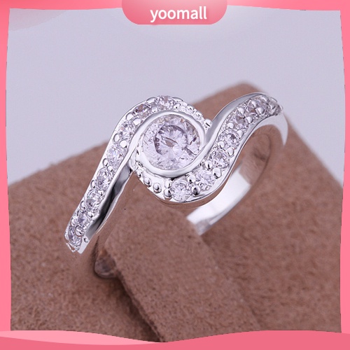 Nhẫn Mạ Bạc Hình Hoa Hướng Dương Đính Đá Zircon Sang Trọng