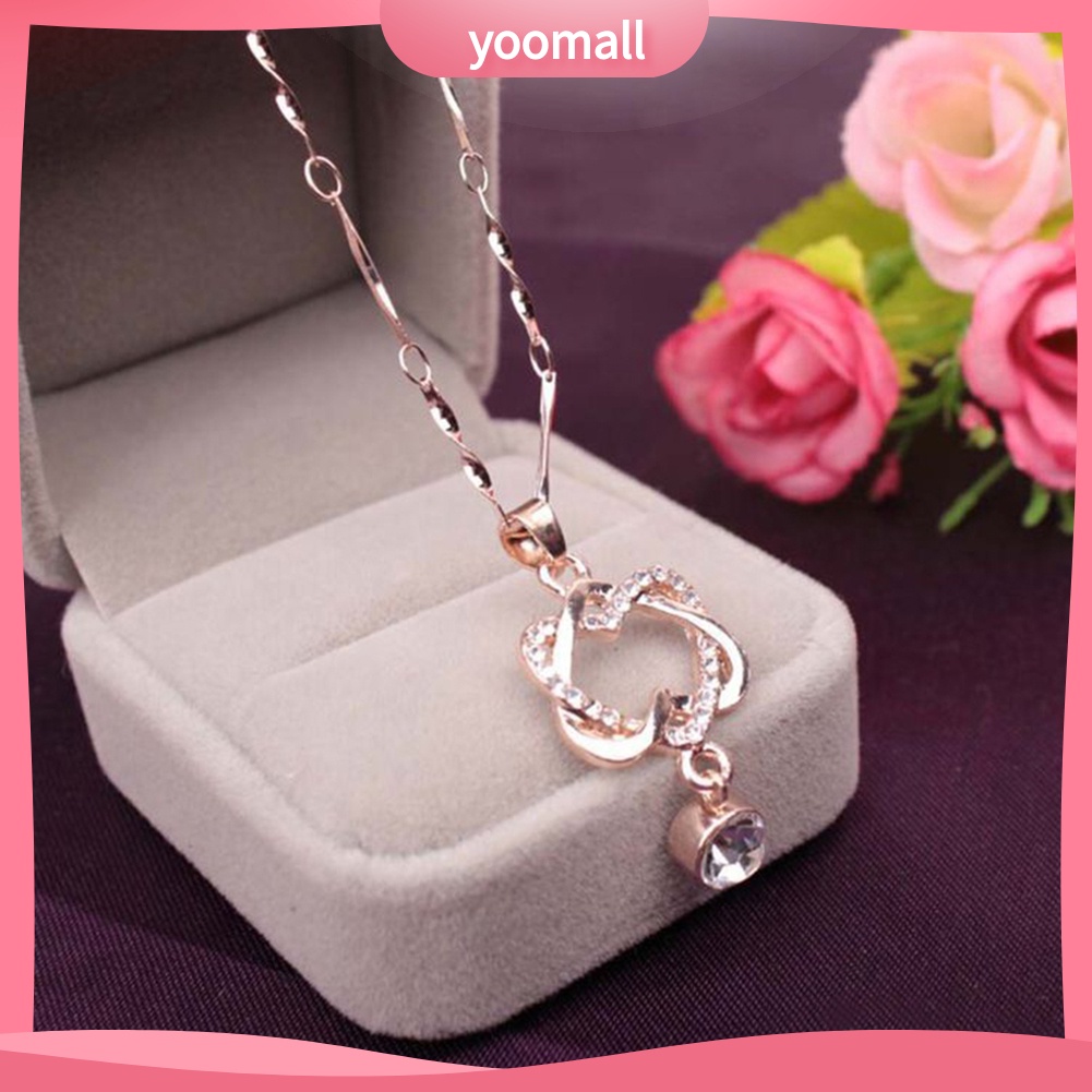 Vòng cổ Mặt Hình Trái Tim Đôi Đính Đá Thời Trang Dành Cho Nữ