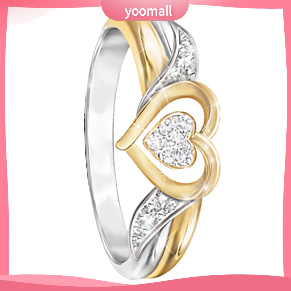 Nhẫn Đính Hôn Đính Đá Hình Trái Tim Lấp Lánh Dành Cho Nữ