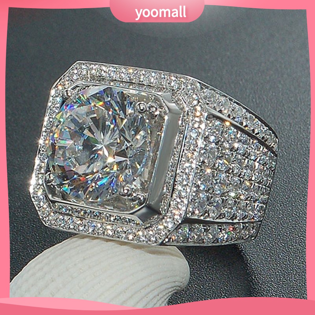 Nhẫn Bản Rộng Đính Đá Thời Trang Cho Nam