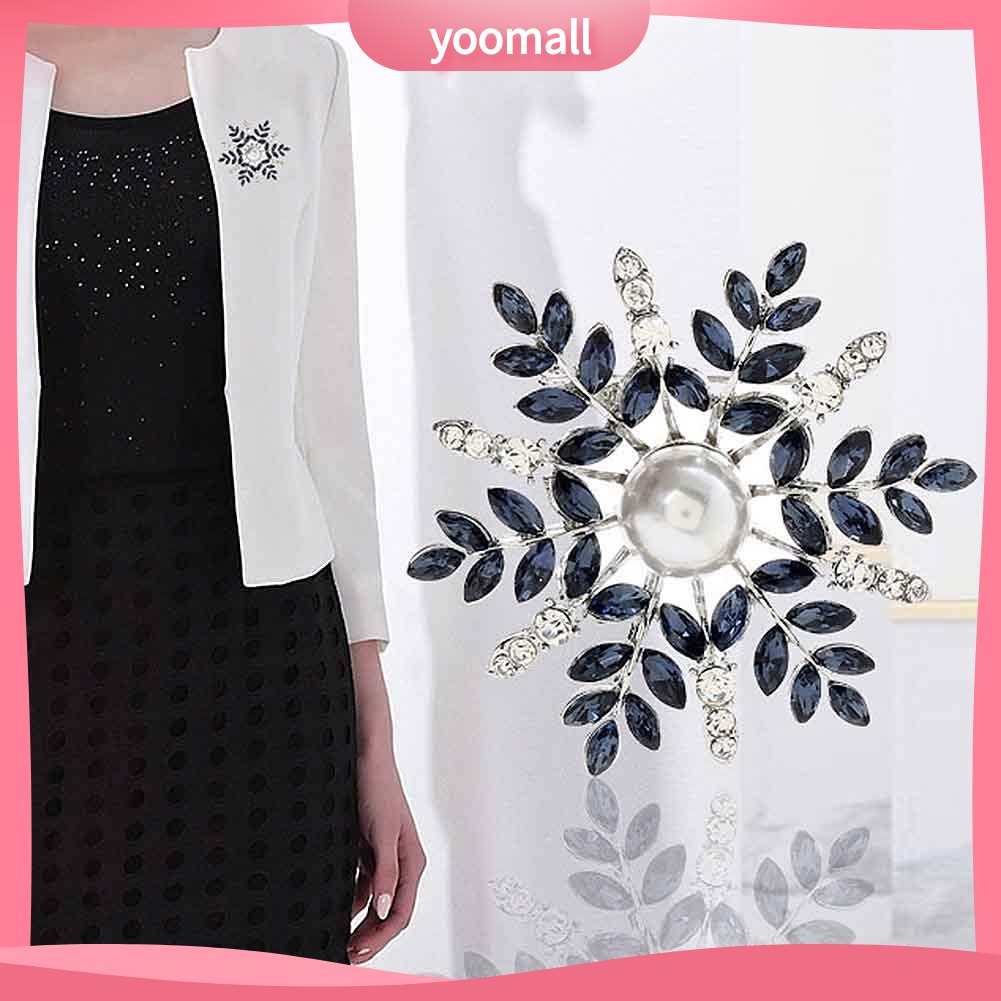 Ghim Cài Áo Hình Bông Tuyết Đính Ngọc Trai Nhân Tạo Thời Trang