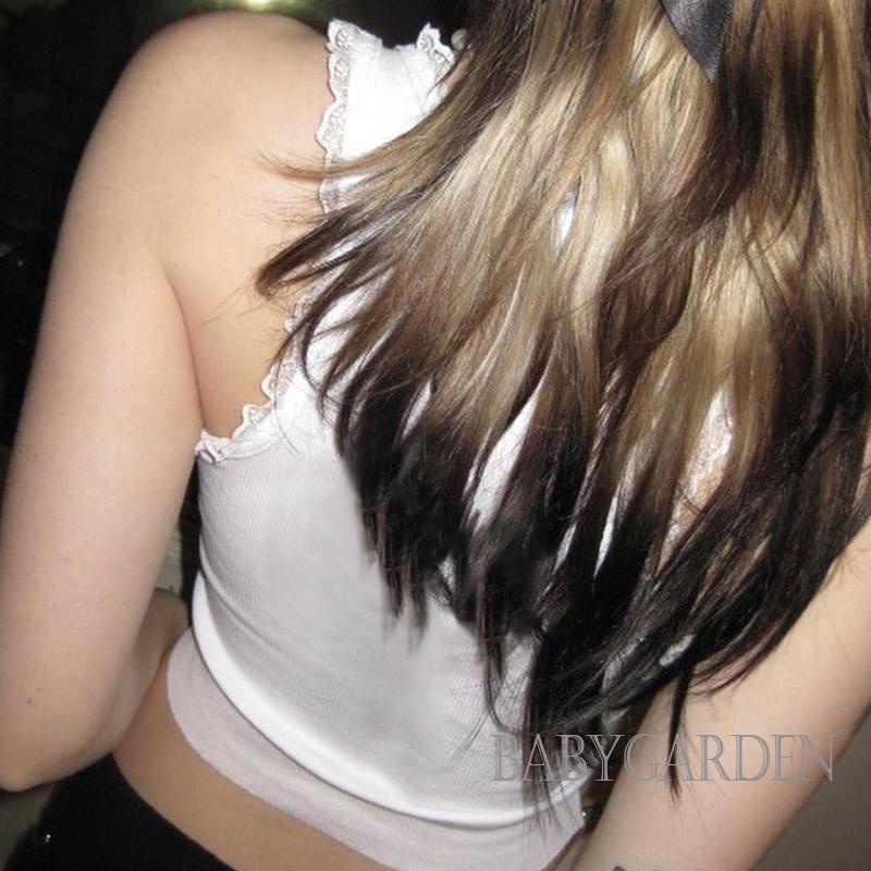 / / - Áo Crop Top Không Tay Thắt Nơ Trước Phối Ren Thời Trang Mùa Hè Cho Nữ