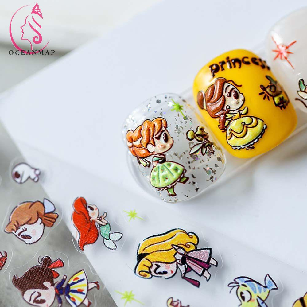 OCEANMAP Miếng Dán Trang Trí Móng Tay 5D Tự Dính Thời Trang