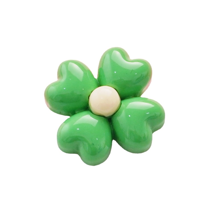 Set 10 Kẹp Tóc Hình Cỏ Bốn Lá Bằng Nhựa Resin Màu Sáng DIY Cho Điện Thoại