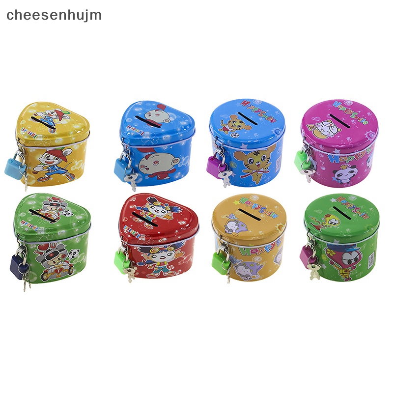 Hộp Đựng Tiền Tiết Kiệm Hình Vuông Bằng Thiếc 4 Màu Có Khóa Tiện Dụng Cho Bé