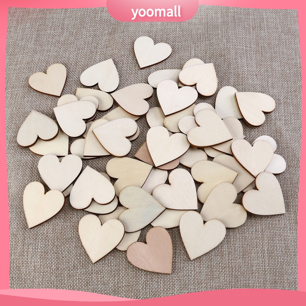 Set 100 Miếng Gỗ Hình Trái Tim 20 / 30 / 40mm Đa Dụng Chất Lượng Cao