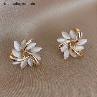 Bông tai hình cánh hoa đính đá opal thanh lịch và tinh tế cho nữ giới