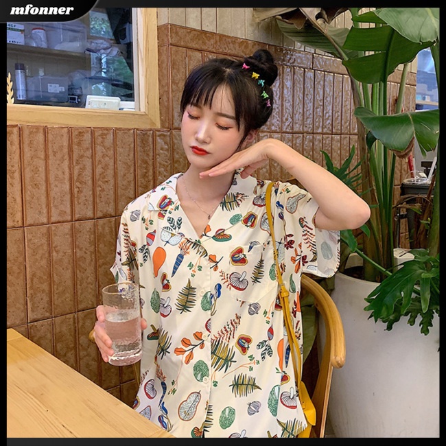 Áo Sơ Mi Chiffon Tay Ngắn Dáng Rộng In Họa Tiết Cổ Điển Thời Trang Mùa Hè Cho Nữ