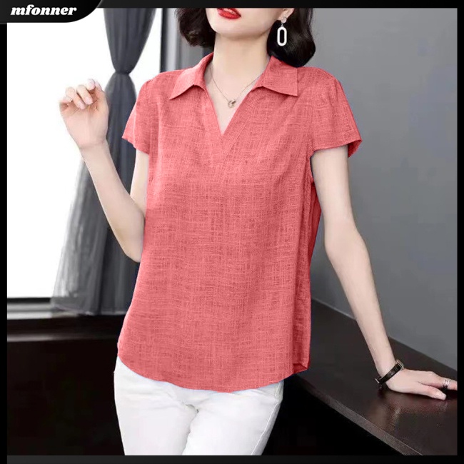 Áo Thun Nữ Tay Ngắn Cổ Chữ V Plus Size