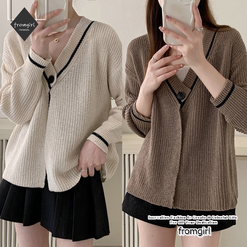 Áo Khoác cardigan Cổ V Tay Dài Phong Cách Hàn Quốc Thời Trang Thu Đông Mới 2023
