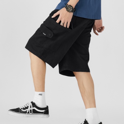 Quần Short Dây Rút Dáng Rộng Phối Nhiều Túi Phong Cách Retro Nhật Bản Cho Nam Giới
