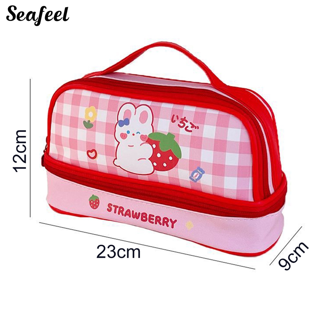 Bóp Viết Hai Lớp Chống Nước In Hình Thỏ Hoạt Hình Dễ Thương Kích Thước Lớn