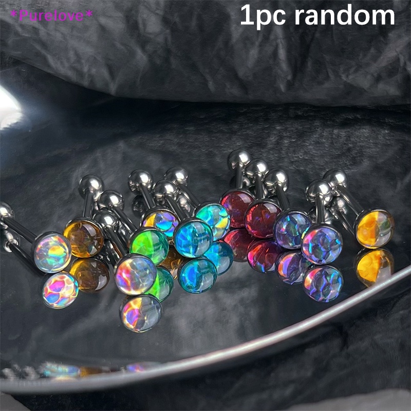 1 Khuyên Lưỡi Thép Titan Họa Tiết Vảy Cá Nhiều Màu Sắc Cá Tính Cho Nữ Mới