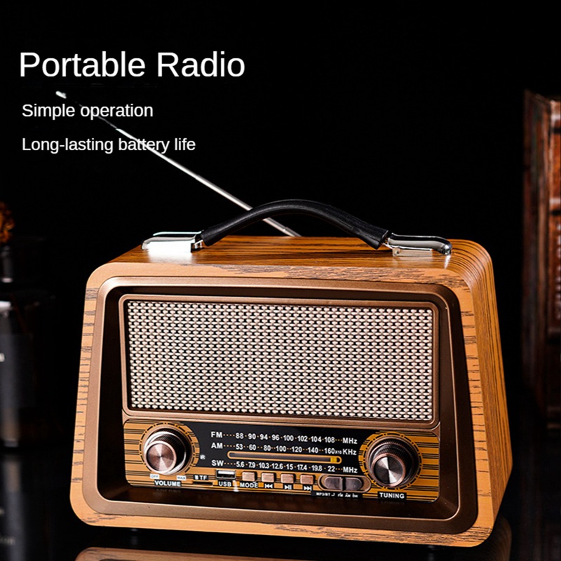 Đài phát thanh cổ điển bằng gỗ di động loa bluetooth không dây hifi stereo am / fm radio player usb tf aux mp3