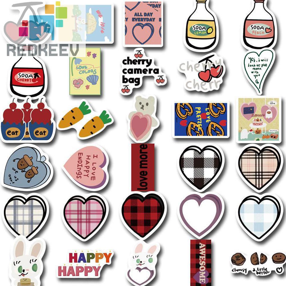 Bộ 90 Miếng Dán Trang Trí Sổ Tay / Ván Trượt Họa Tiết Trái Tim Dễ Thương DIY