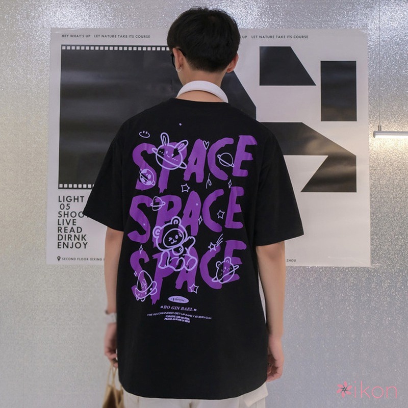 Áo Thun Tay Ngắn Cổ Tròn In Họa Tiết Graffiti Phong Cách Hàn Quốc Thời Trang Cho Nữ