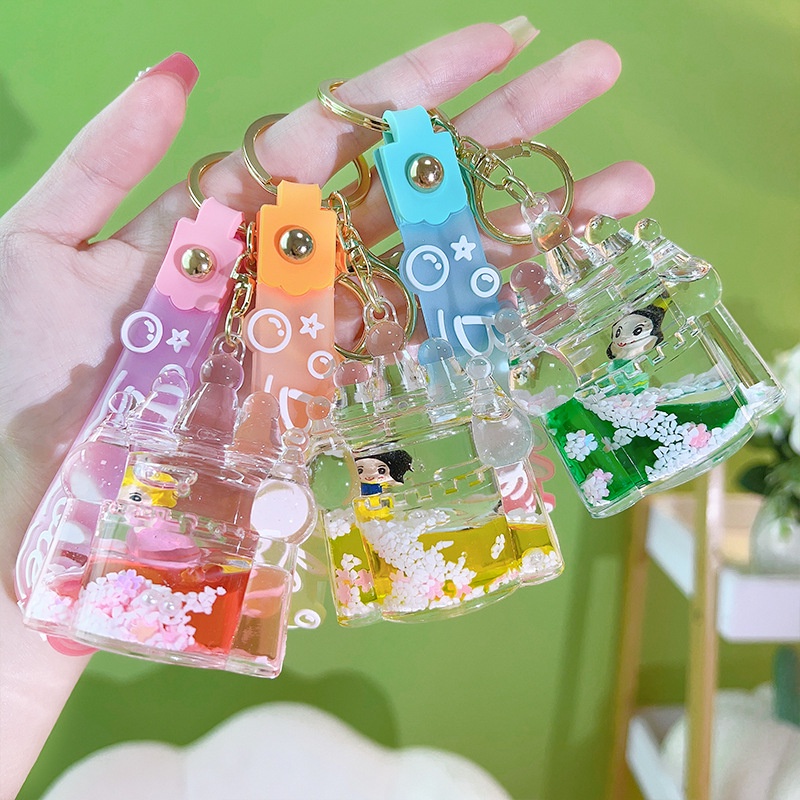 Móc Khóa Hình Búp Bê Công Chúa Dầu Bằng Acrylic Sáng Tạo