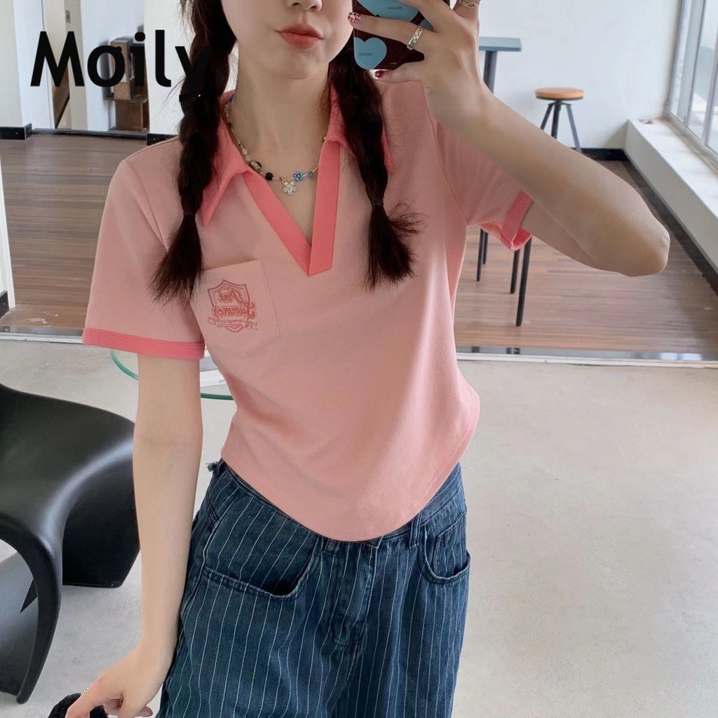 Moily thun áo áo polo  nữ Thời trang hàn quốc A29J1BC
