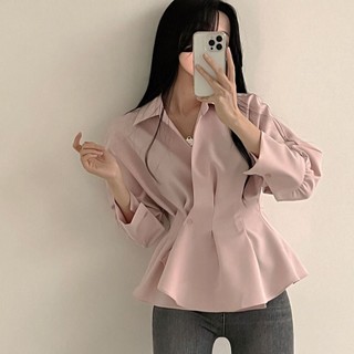 Áo Sơ Mi Nữ Dài Tay Cổ Bẻ Thời Trang Hàn