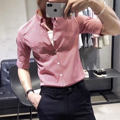 Áo Sơ Mi Nam Tay Lửng Dáng Ôm Phong Cách Hàn Quốc Thời Trang Mùa Hè 5